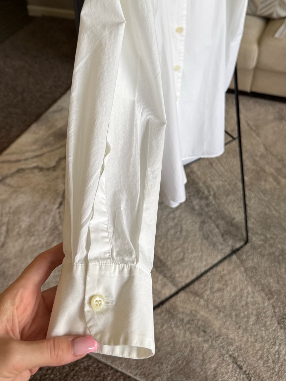 Prada White Cold-Shoulder Button-Front Dress with Waist Tie - Picture 5 of 12